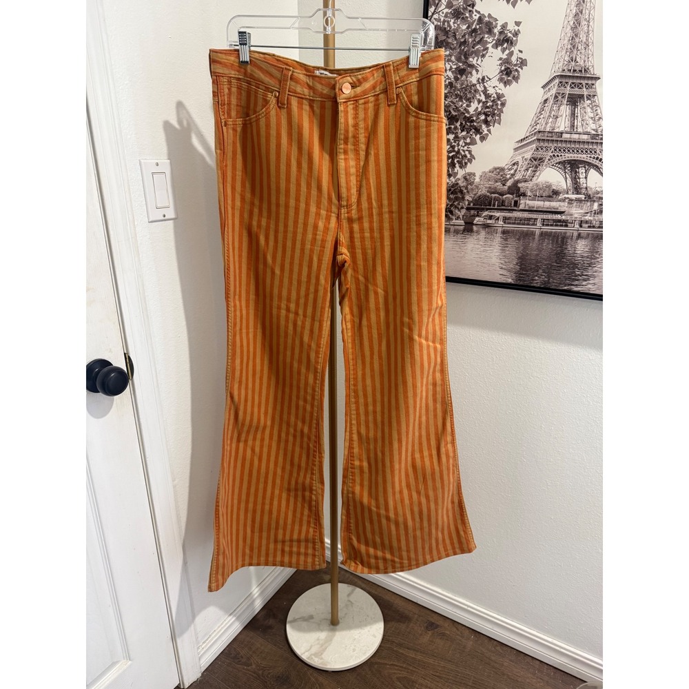 Wrangler Wanderer High Rise Flare Jeans Orange Striped 31x34 112322791